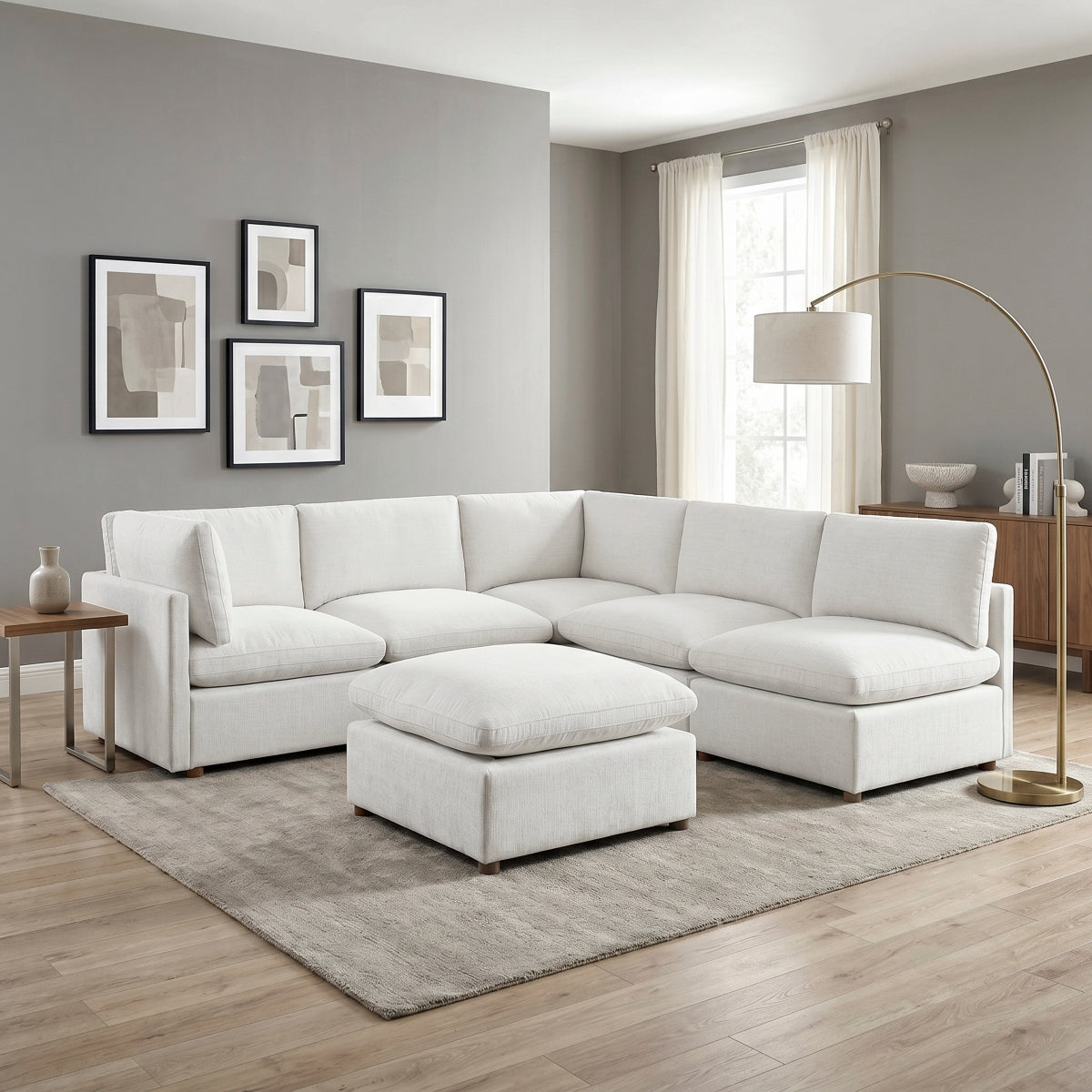 8338BE*62CR3ACOT 6-Piece Modular Sectional with Ottoman