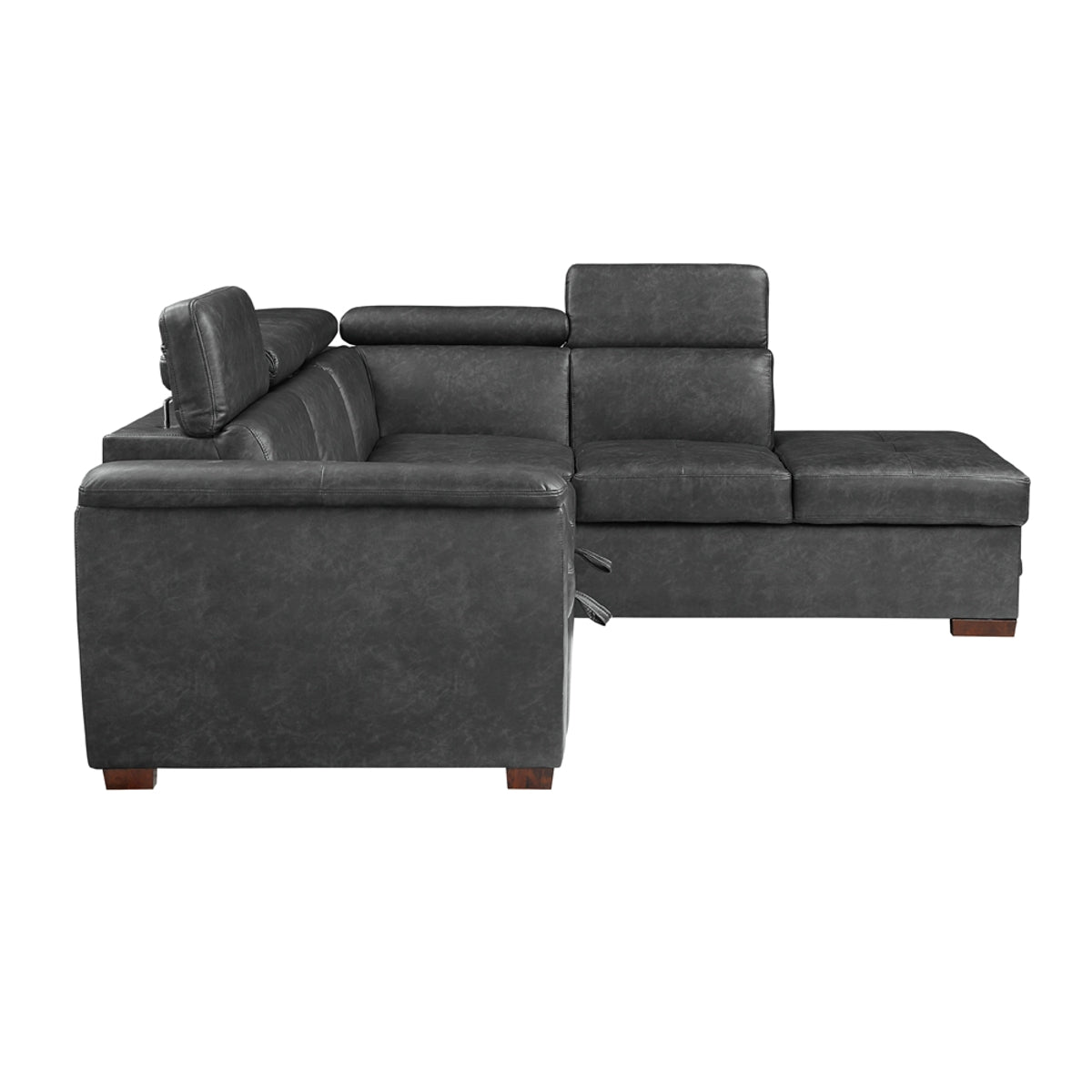 8567GY*SC 2-Piece Sectional with Pull-out Bed and Right Chaise with Hidden Storage, Adjustable Headrests
