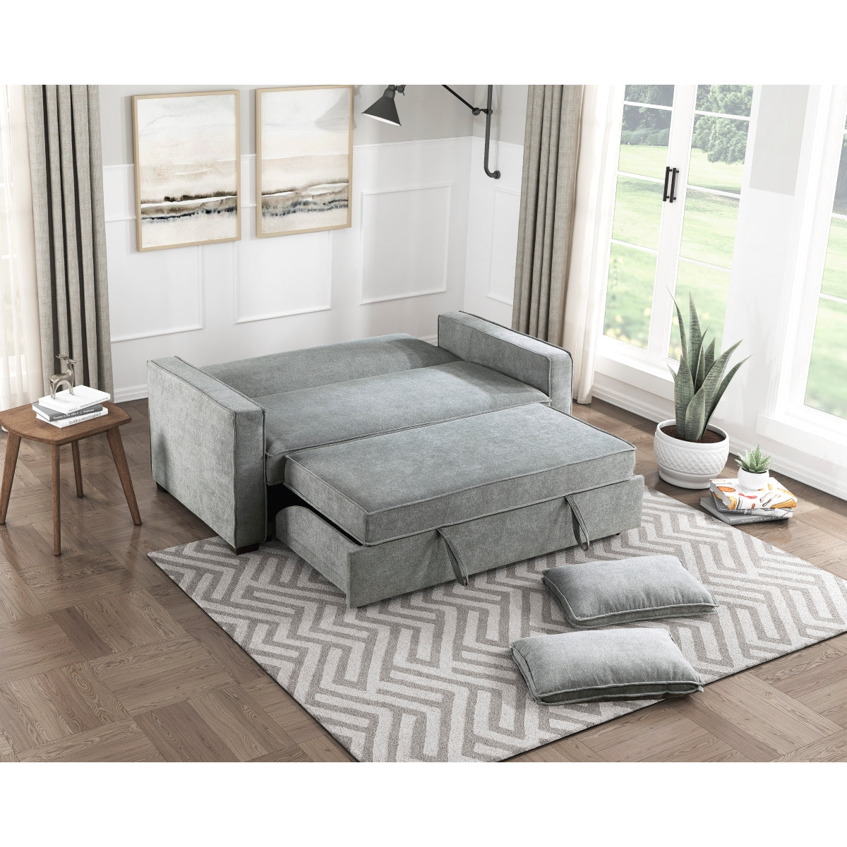 9238GY-3CL Convertible Studio Sofa with Pull-out Bed