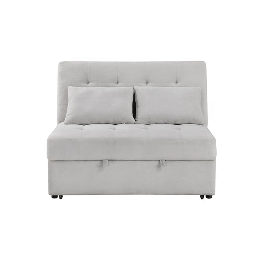 9707GRY-2CL Convertible Armless 2-Seater with Pull-out Bed and Charging Ports