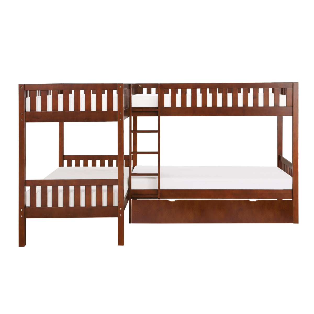 B2013CNDC-1R* Corner Bunk Bed with Twin Trundle