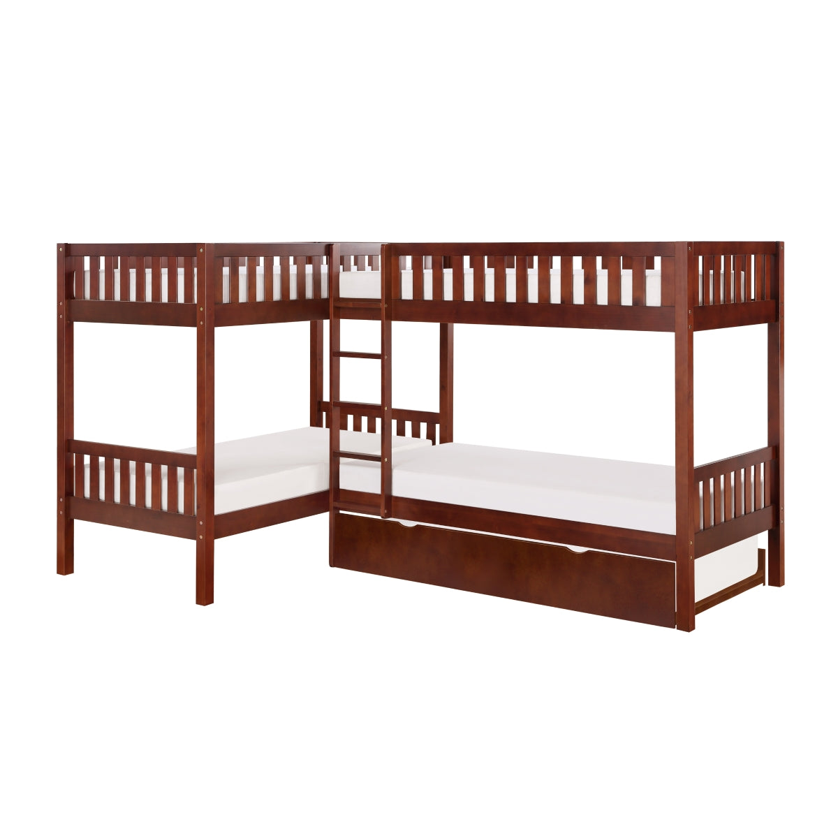 B2013CNDC-1R* Corner Bunk Bed with Twin Trundle