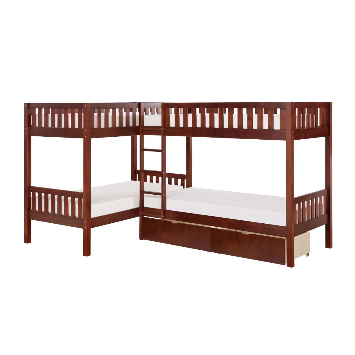 B2013CNDC-1T* Corner Bunk Bed with Storage Boxes