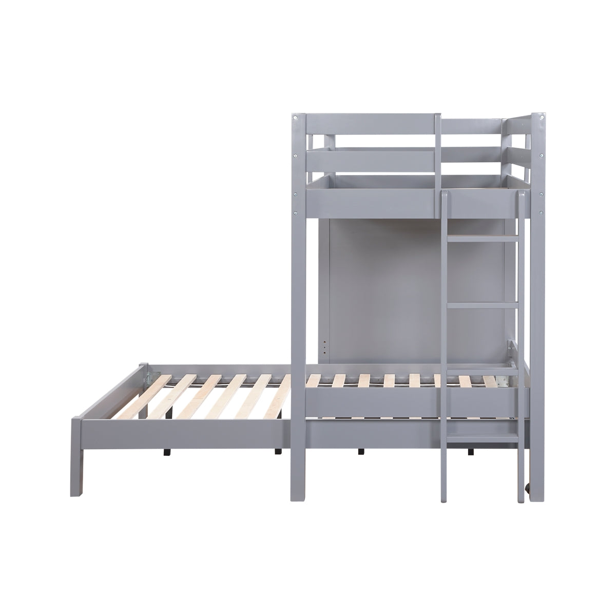 B2024GYLTF-1* Twin/Full Loft Bunk Bed with Chest and Hidden Desk