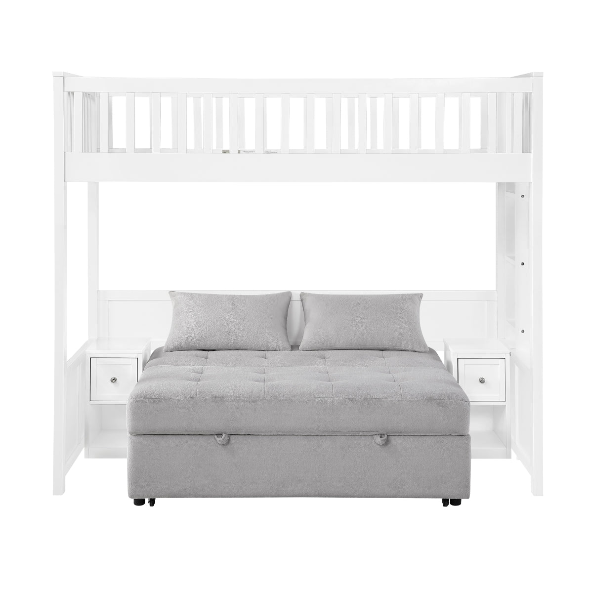 B2034WHLTS-1* Twin Loft Bunk Bed with Night Stand and Sofa Bed