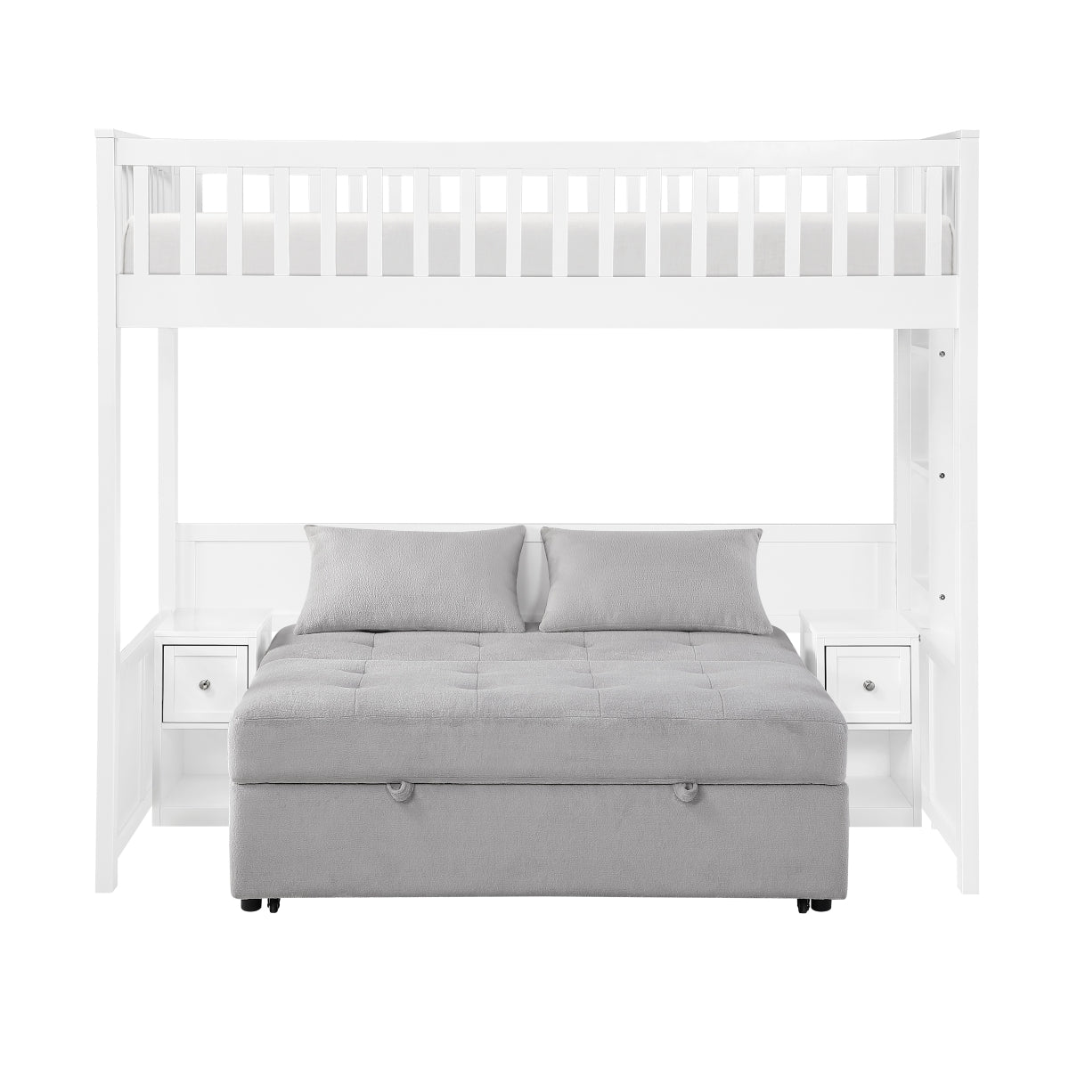 B2034WHLTS-1* Twin Loft Bunk Bed with Night Stand and Sofa Bed