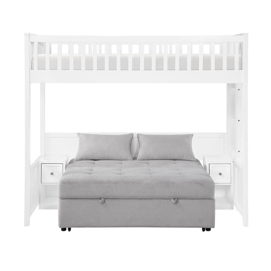 B2034WHLTS-1* Twin Loft Bunk Bed with Night Stand and Sofa Bed