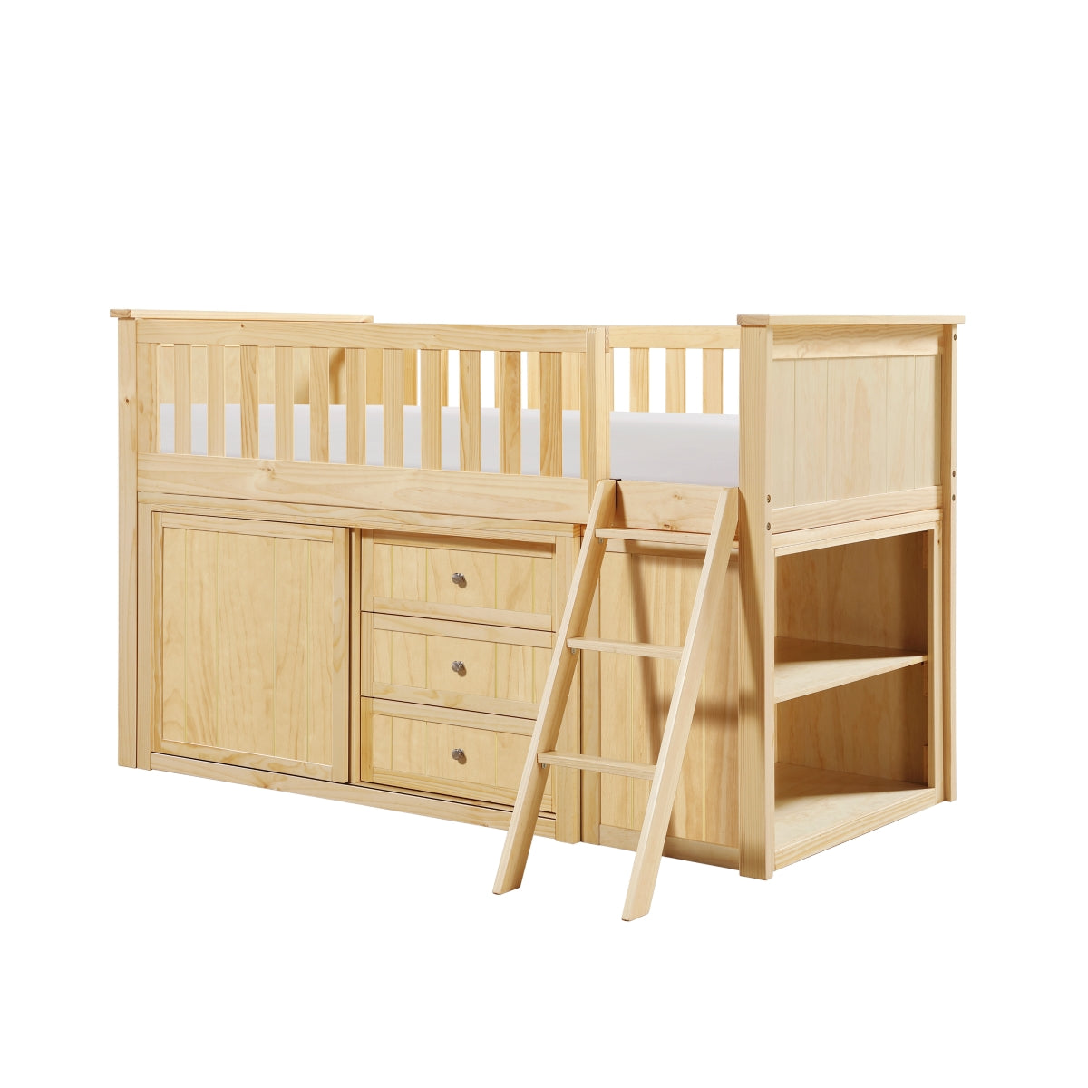 B2043LL-1*BC2DR Low Loft Bunk with Bookcase and 2 Dressers