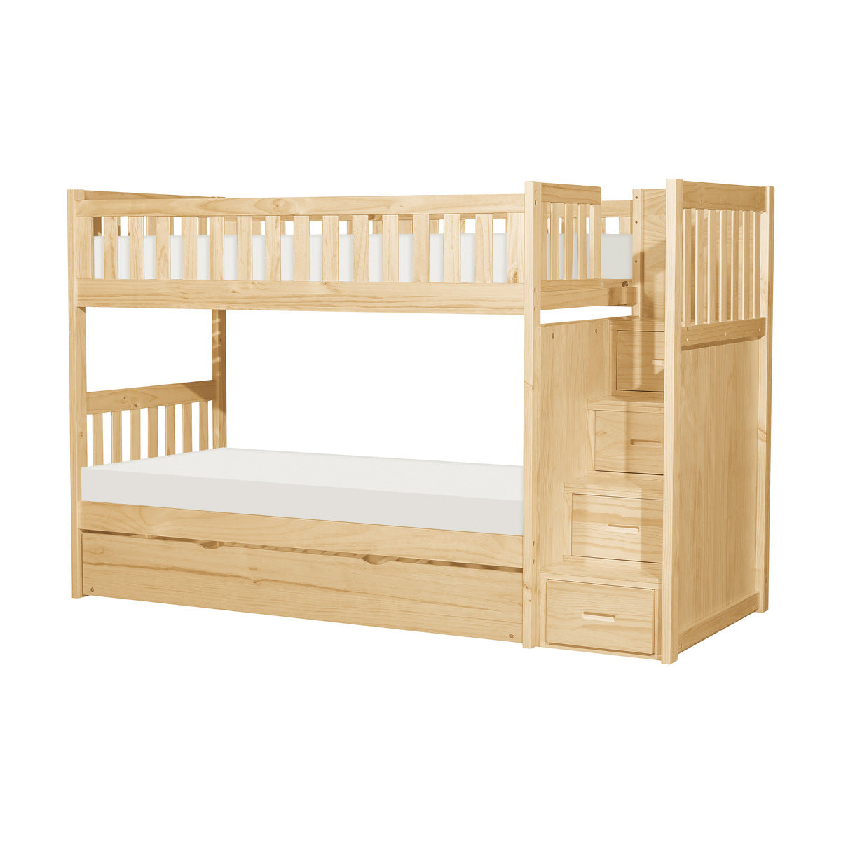 B2043SB-1*R Twin/Twin Step Bunk Bed with Twin Trundle