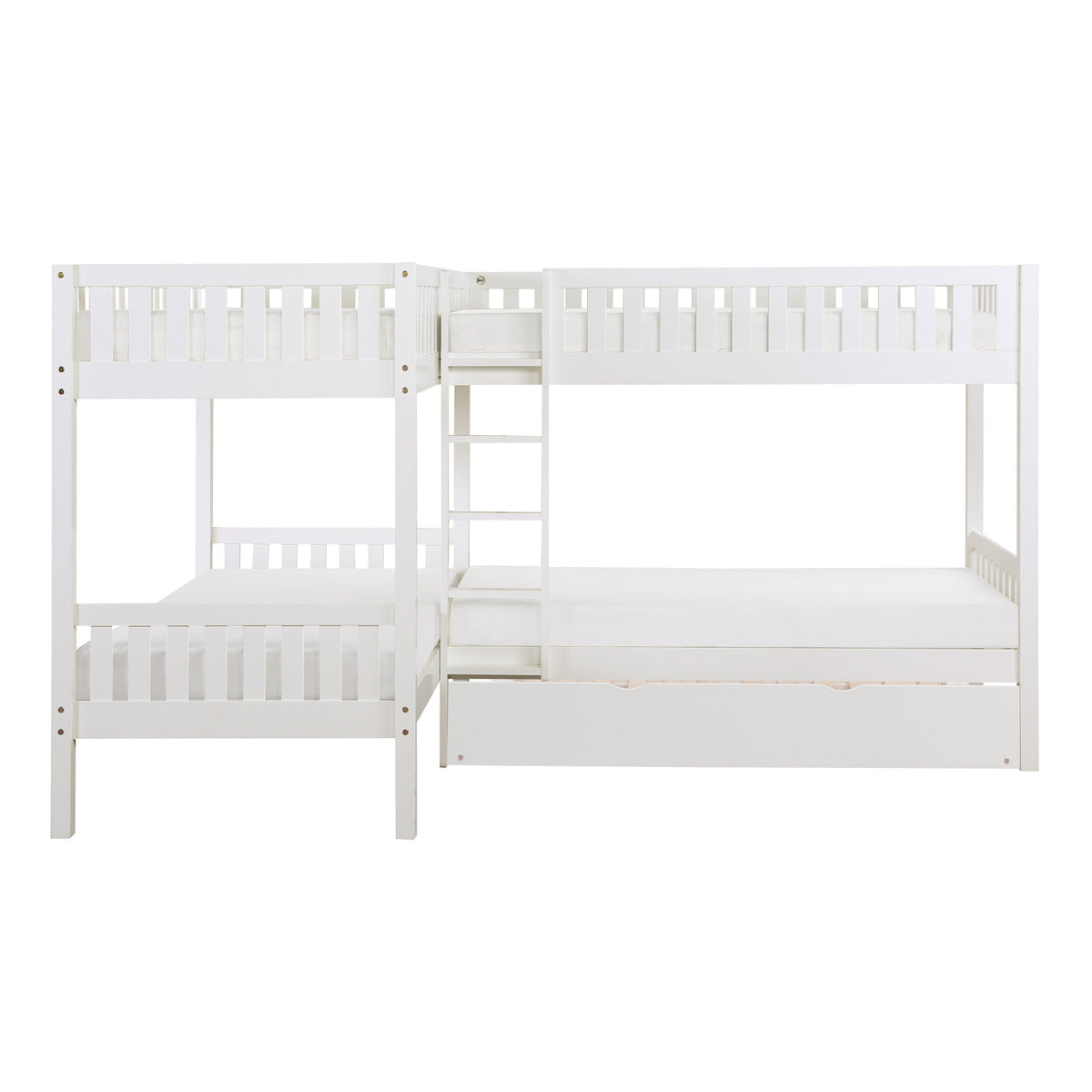 B2053CNW-1R* Corner Bunk Bed with Twin Trundle