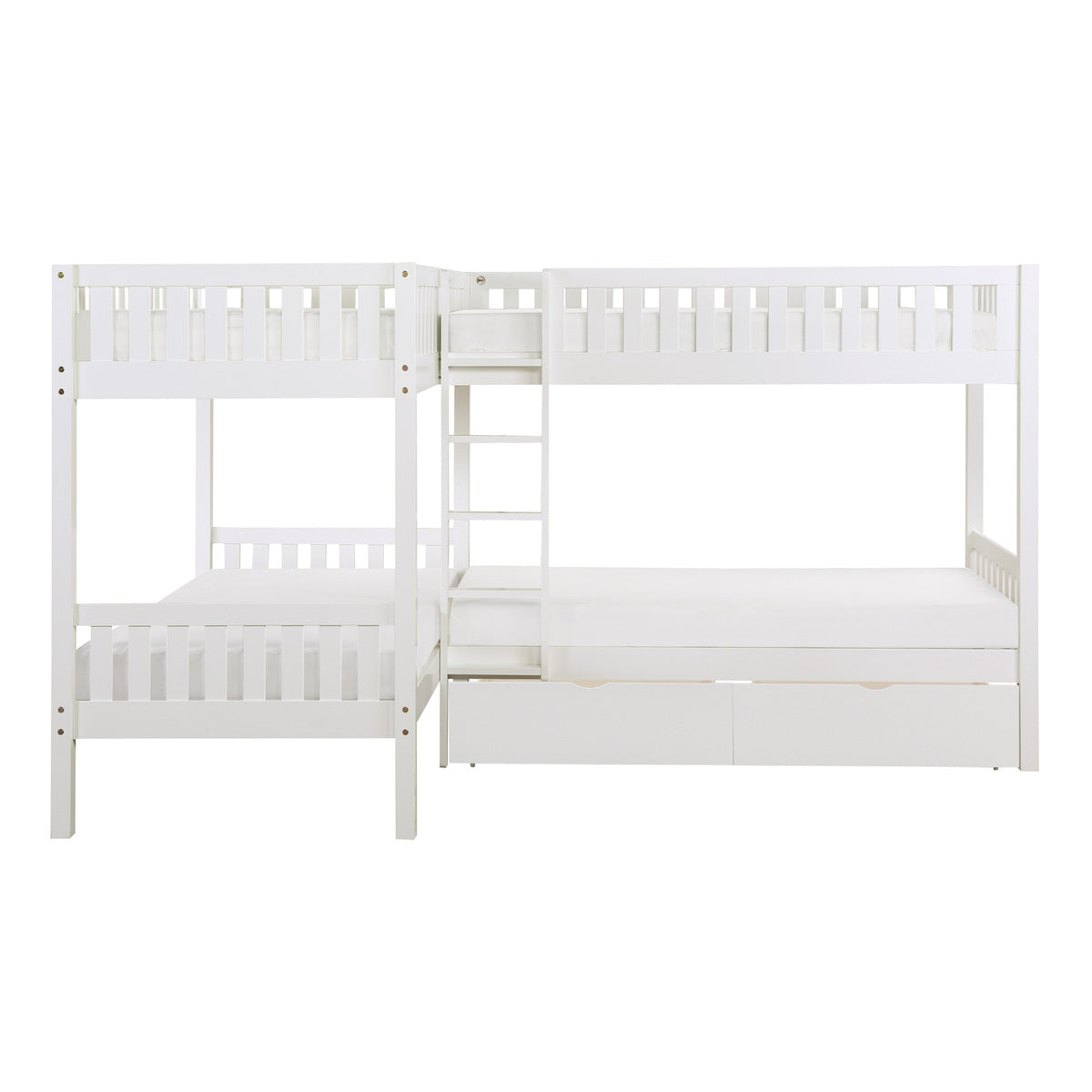 B2053CNW-1T* Corner Bunk Bed with Storage Boxes