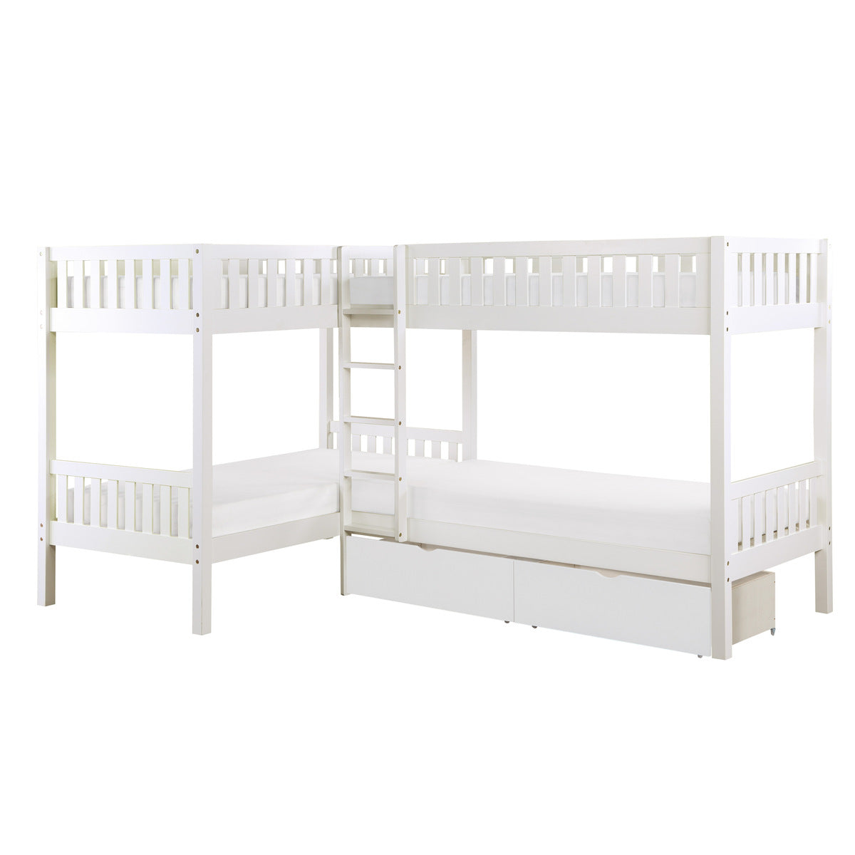 B2053CNW-1T* Corner Bunk Bed with Storage Boxes