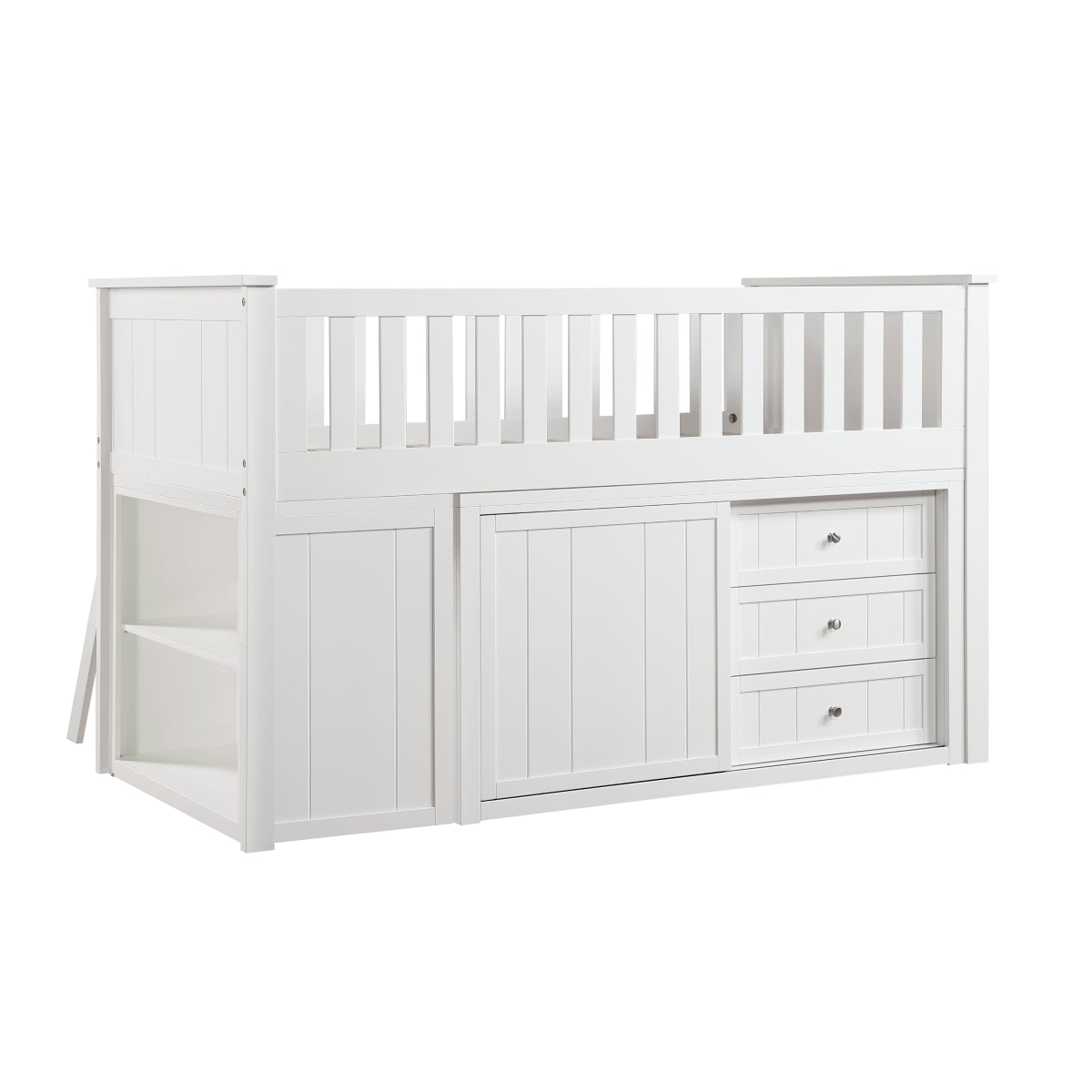 B2053LLW-1*BC2DR Low Loft Bunk with Bookcase and 2 Dressers