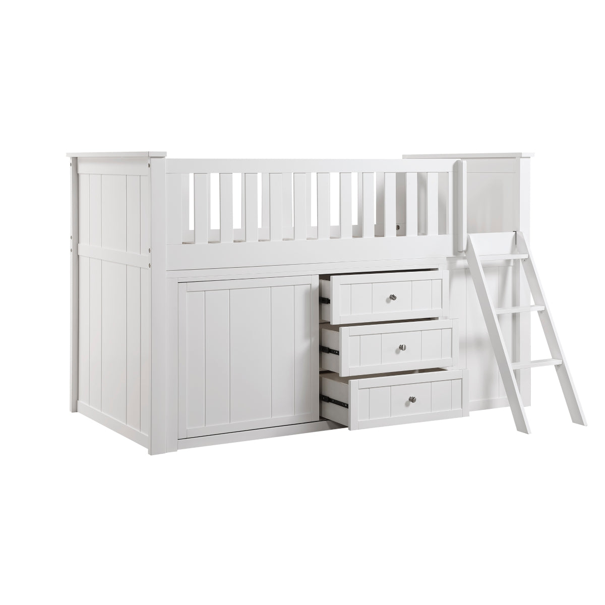 B2053LLW-1*BC2DR Low Loft Bunk with Bookcase and 2 Dressers