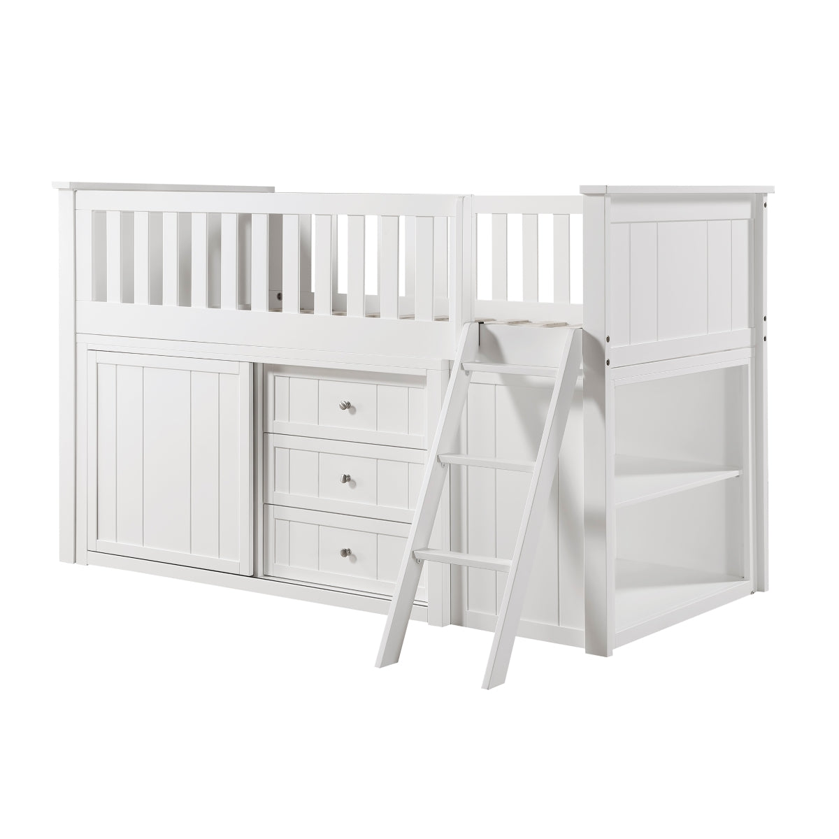 B2053LLW-1*BC2DR Low Loft Bunk with Bookcase and 2 Dressers