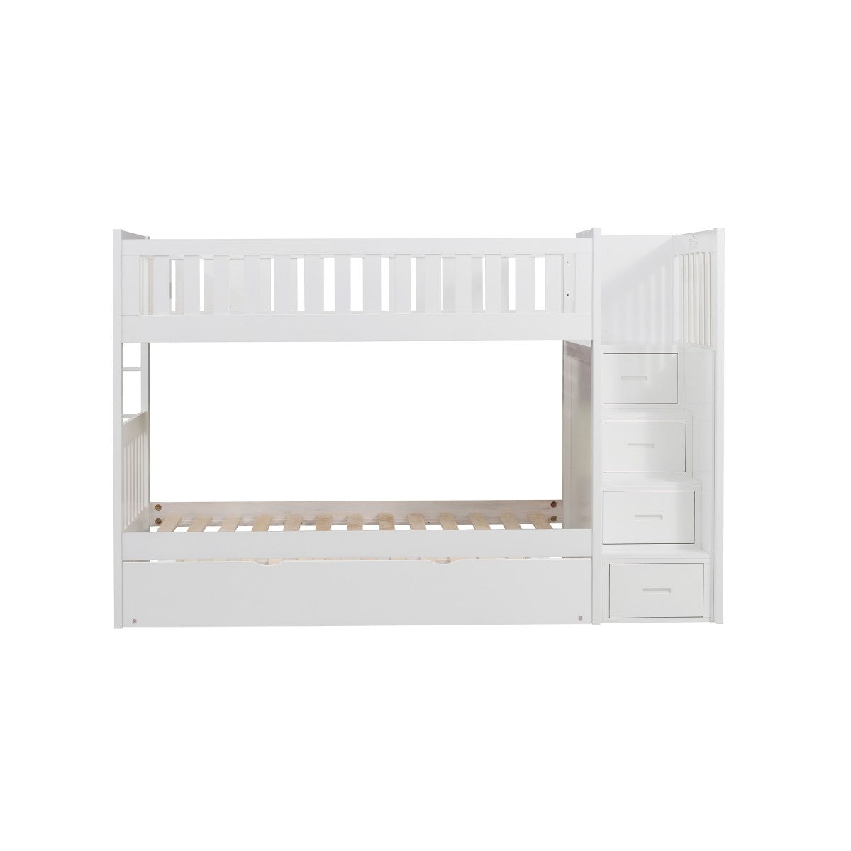 B2053SBW-1*R Twin/Twin Step Bunk Bed with Twin Trundle