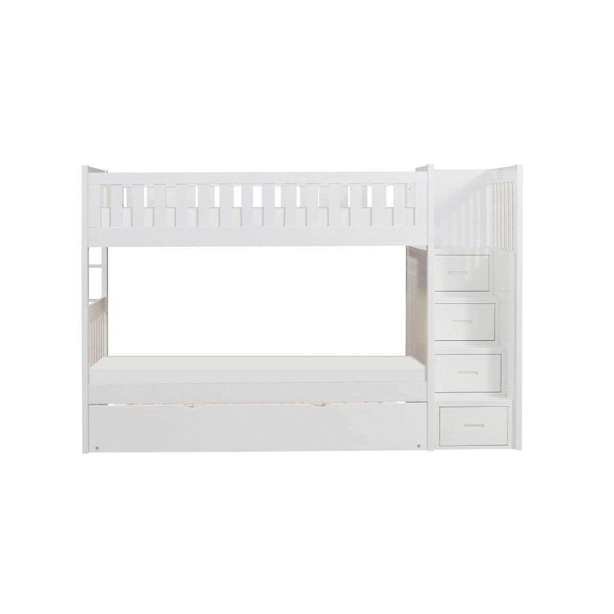 B2053SBW-1*R Twin/Twin Step Bunk Bed with Twin Trundle