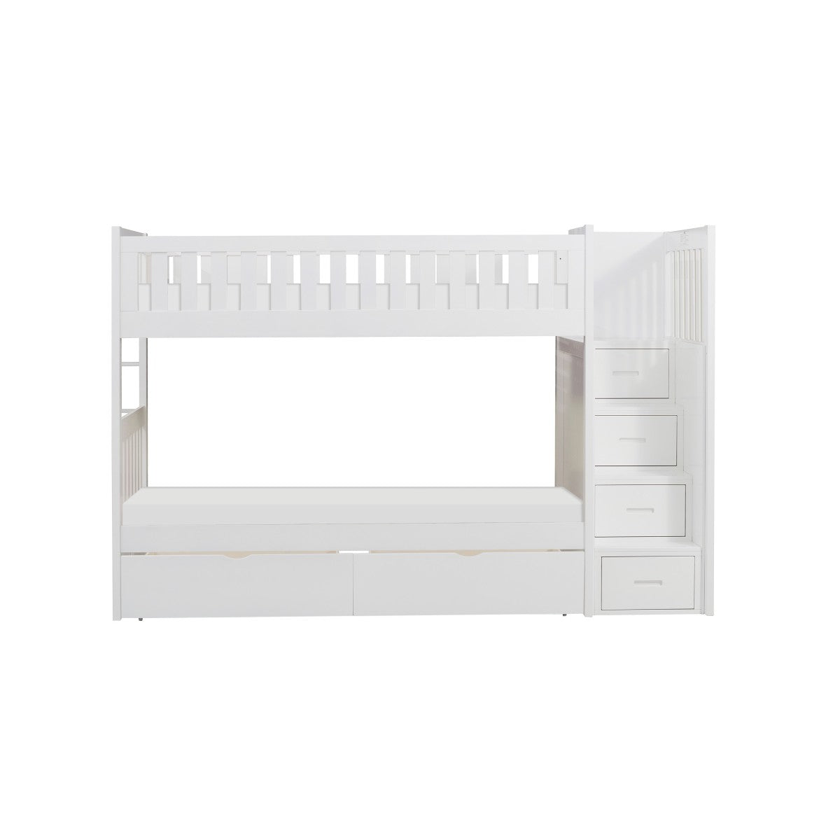 B2053SBW-1*T Twin/Twin Step Bunk Bed with Storage Boxes