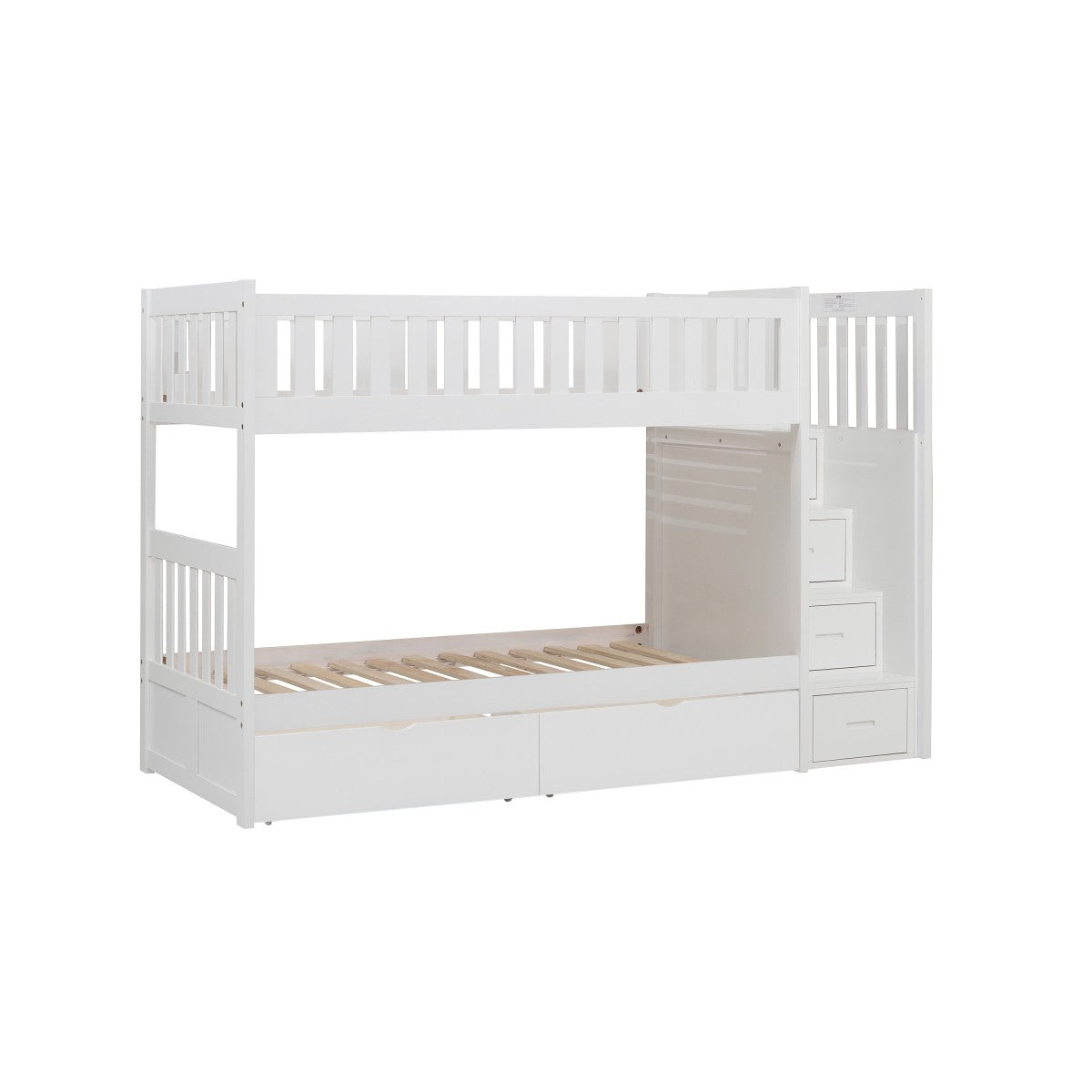 B2053SBW-1*T Twin/Twin Step Bunk Bed with Storage Boxes