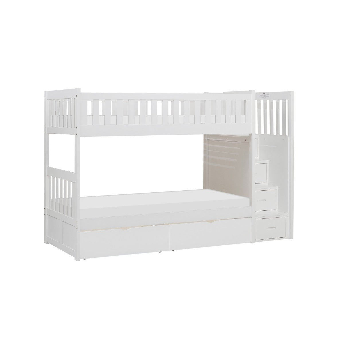 B2053SBW-1*T Twin/Twin Step Bunk Bed with Storage Boxes