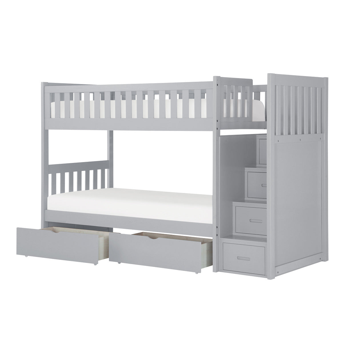 B2063SB-1*T Twin/Twin Step Bunk Bed with Storage Boxes