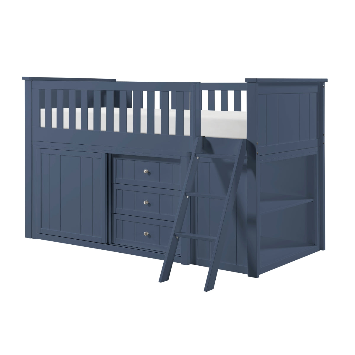 B2083BULL-1*BC2DR Low Loft Bunk with Bookcase and 2 Dressers