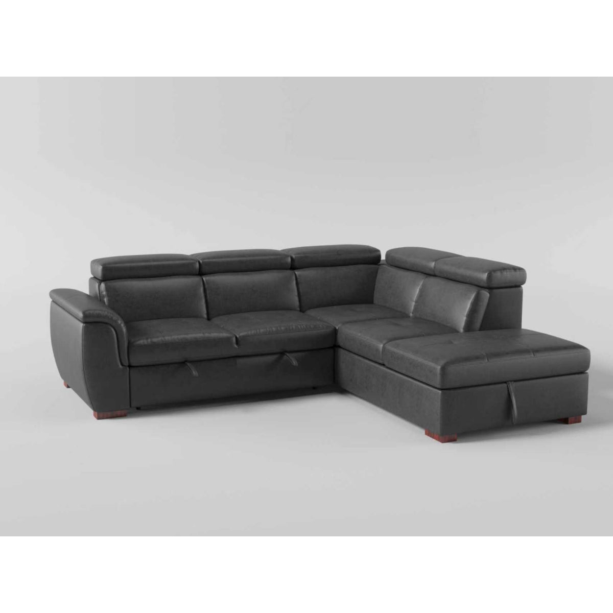 8567GY*SC 2-Piece Sectional with Pull-out Bed and Right Chaise with Hidden Storage, Adjustable Headrests
