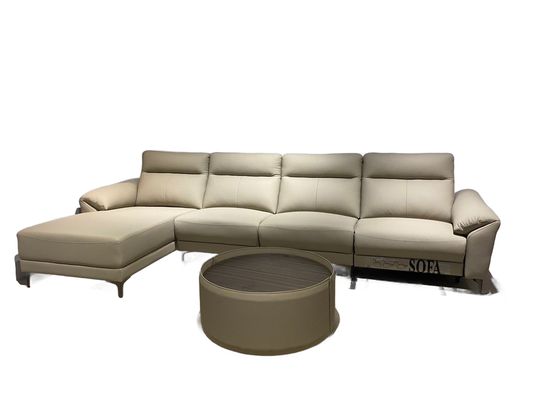 Power Reclining Leather Sofa - Left Chaise